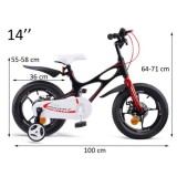 Royal Baby Detský bicykel Space Shuttle 14" s nafukovacími kolesami + pomocné kolieska + zvonček, čierny