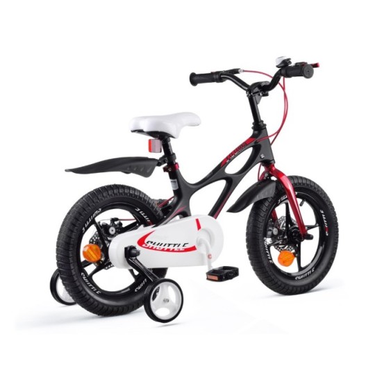 Royal Baby Detský bicykel Space Shuttle 14" s nafukovacími kolesami + pomocné kolieska + zvonček, čierny