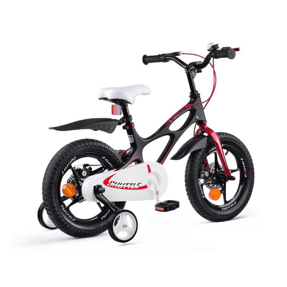 Royal Baby Detský bicykel Space Shuttle 14" s nafukovacími kolesami + pomocné kolieska + zvonček, čierny
