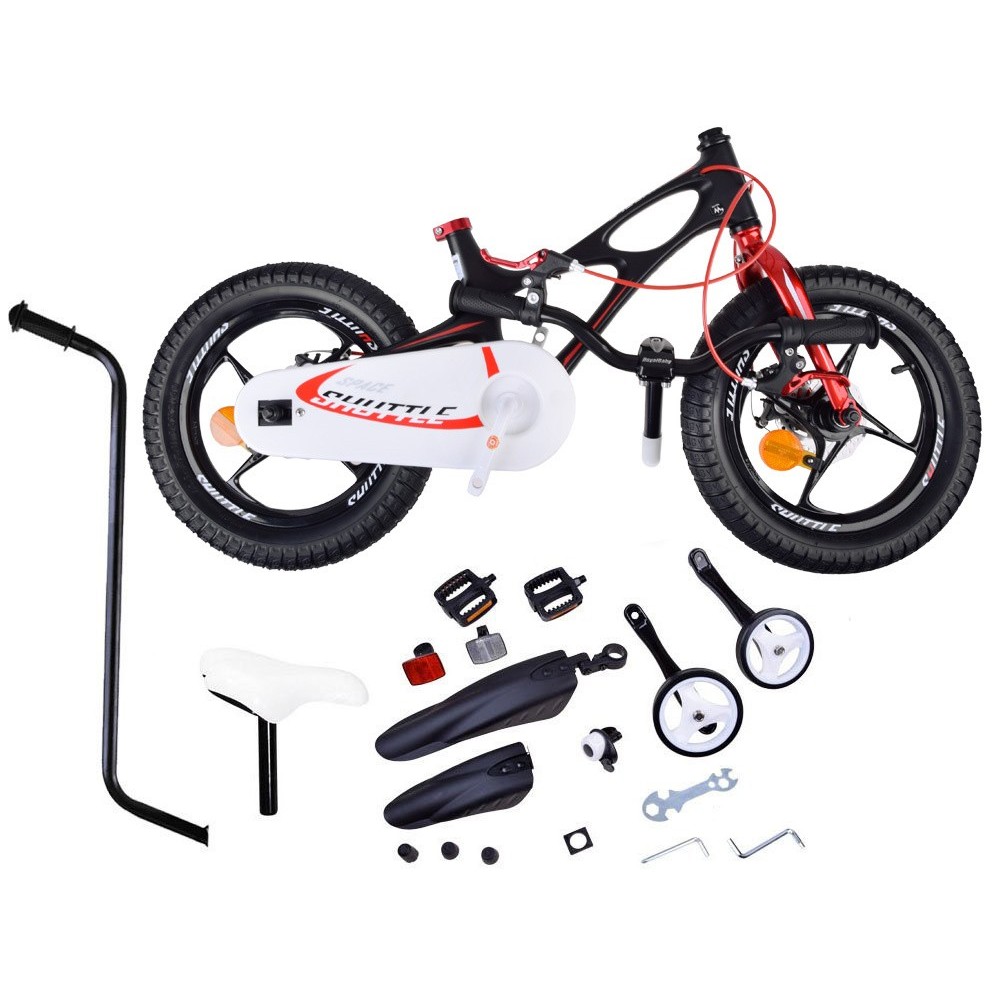 Royal Baby Detský bicykel Space Shuttle 14" s nafukovacími kolesami + pomocné kolieska + zvonček, čierny