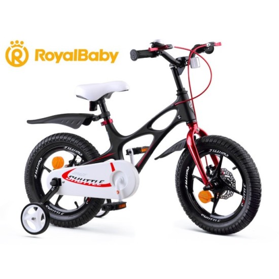 Royal Baby Detský bicykel Space Shuttle 14" s nafukovacími kolesami + pomocné kolieska + zvonček, čierny