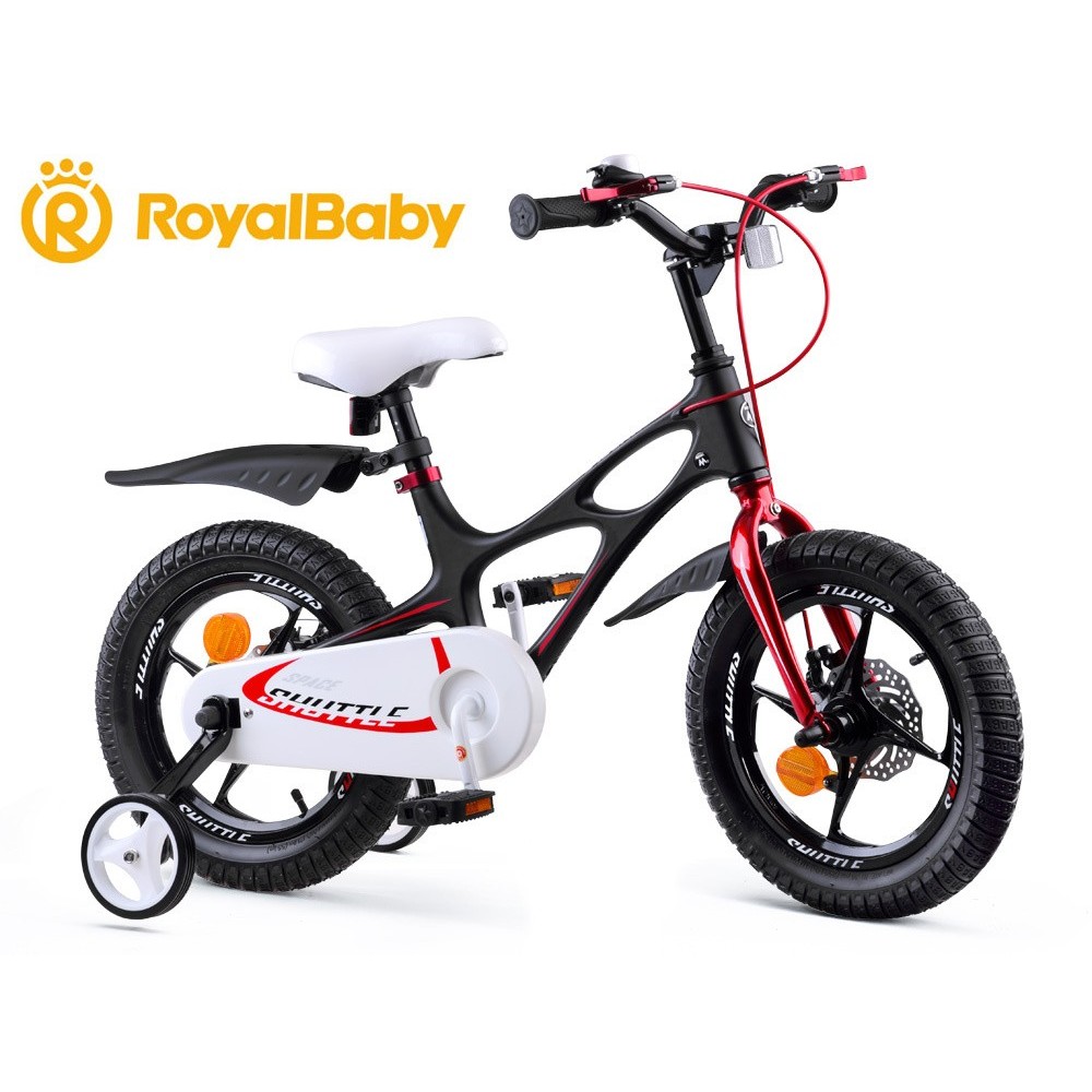 Royal Baby Detský bicykel Space Shuttle 14" s nafukovacími kolesami + pomocné kolieska + zvonček, čierny