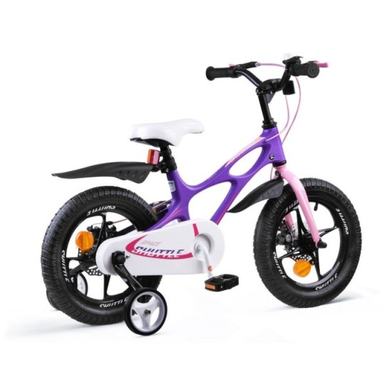 Royal Baby Detský bicykel Space Shuttle 14" s nafukovacími kolesami + pomocné kolieska + zvonček, fialový