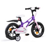 Royal Baby Detský bicykel Space Shuttle 14" s nafukovacími kolesami + pomocné kolieska + zvonček, fialový