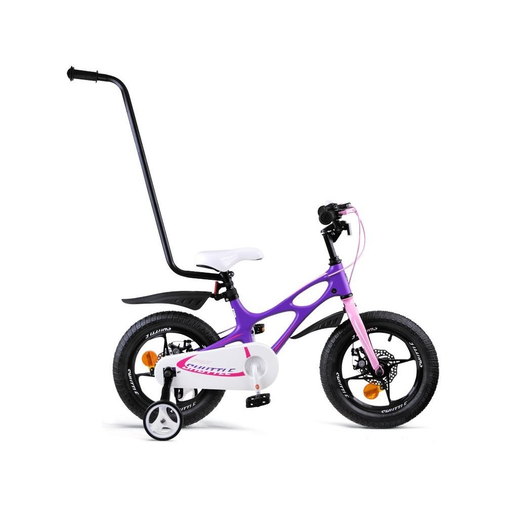 Royal Baby Detský bicykel Space Shuttle 14" s nafukovacími kolesami + pomocné kolieska + zvonček, fialový