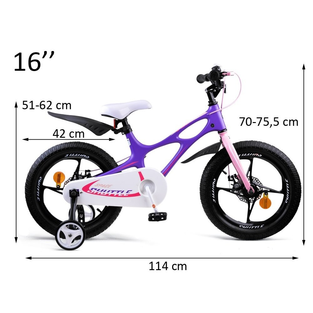 Royal Baby Detský bicykel Space Shuttle 16" s nafukovacími kolesami + pomocné kolieska, fialový
