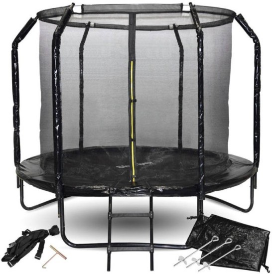 Skyflyer, Záhradná Trampolína 244cm 8Ft + rebrík, nosnosť 150kg, čierna