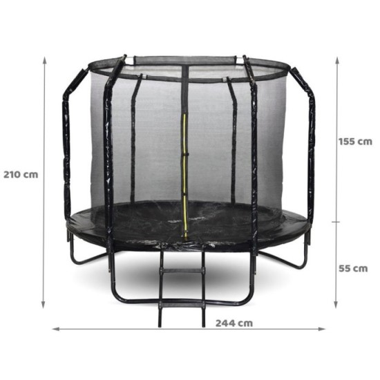 Skyflyer, Záhradná Trampolína 244cm 8Ft + rebrík, nosnosť 150kg, čierna