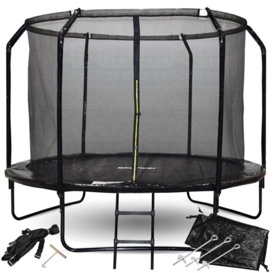Skyflyer, Záhradná Trampolína 304cm 10Ft  + rebrík, nosnosť 150kg, čierna