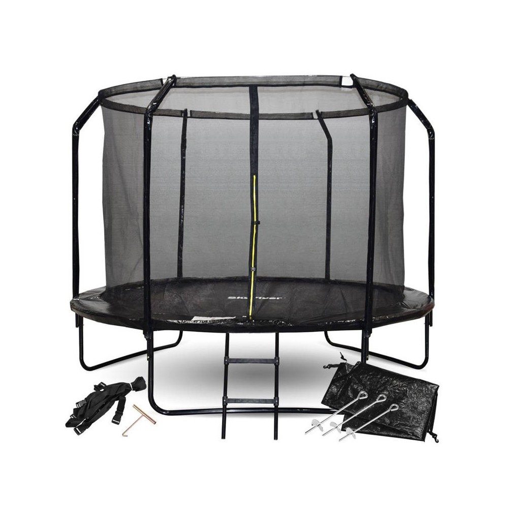 Skyflyer, Záhradná Trampolína 304cm 10Ft  + rebrík, nosnosť 150kg, čierna