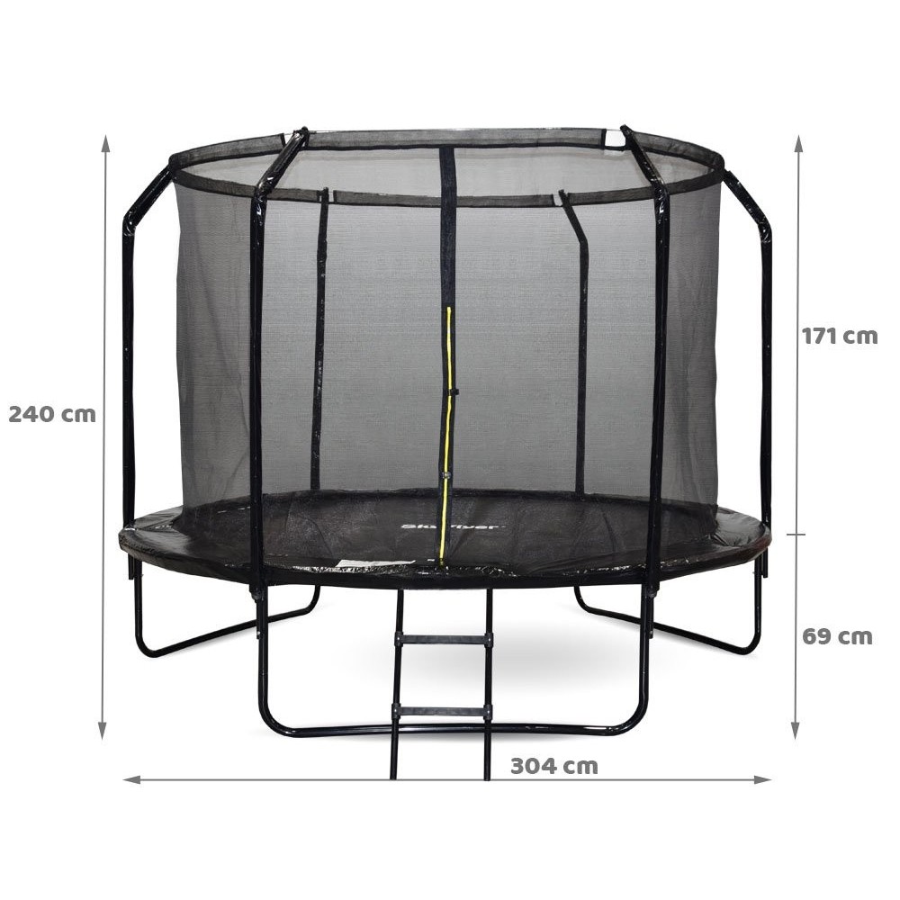 Skyflyer, Záhradná Trampolína 304cm 10Ft  + rebrík, nosnosť 150kg, čierna