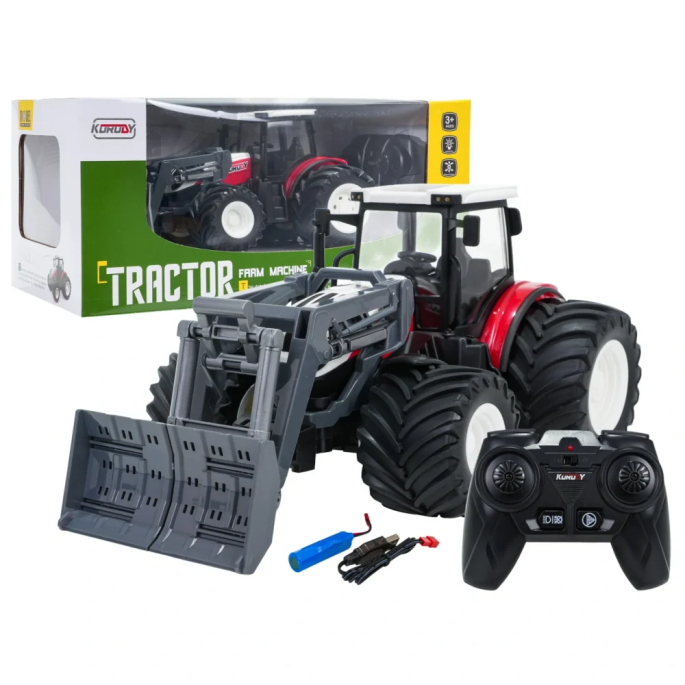 JOKO RC Traktor Buldozér na diaľkové ovládanie, červený