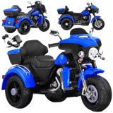 JOKO Veľká Elektrická Motorka Chopper 118cm, penové kolesá, kožené sedadlo, modrá