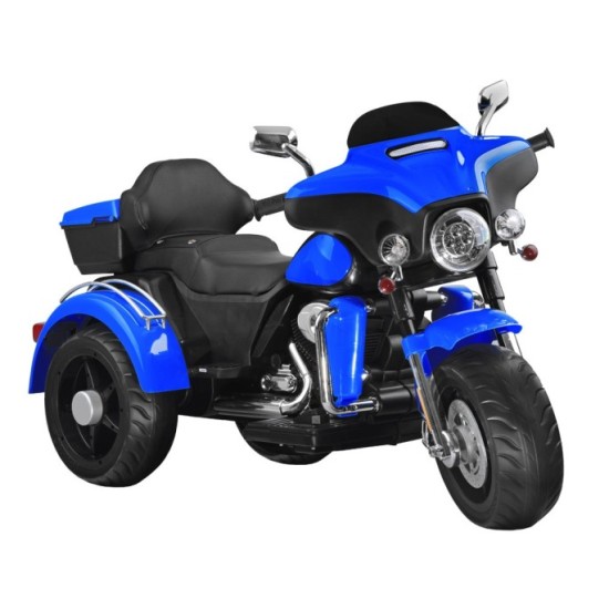 JOKO Veľká Elektrická Motorka Chopper 118cm, penové kolesá, kožené sedadlo, modrá