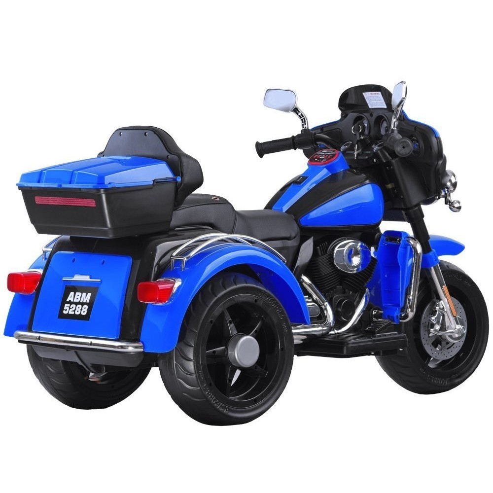 JOKO Veľká Elektrická Motorka Chopper 118cm, penové kolesá, kožené sedadlo, modrá