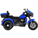 JOKO Veľká Elektrická Motorka Chopper 118cm, penové kolesá, kožené sedadlo, modrá
