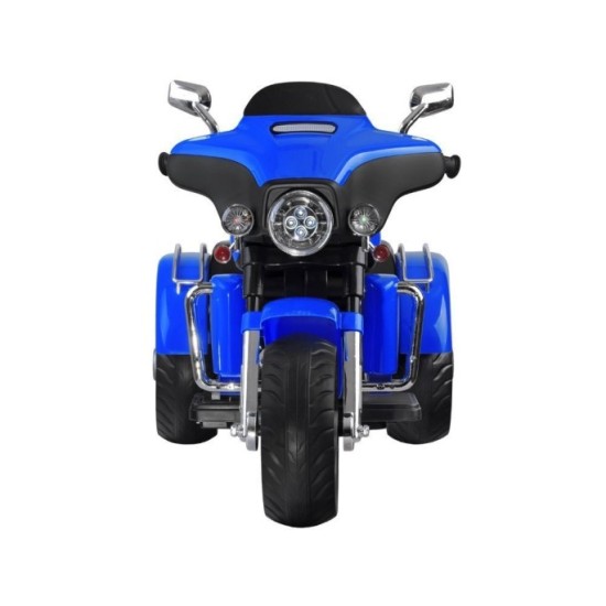 JOKO Veľká Elektrická Motorka Chopper 118cm, penové kolesá, kožené sedadlo, modrá