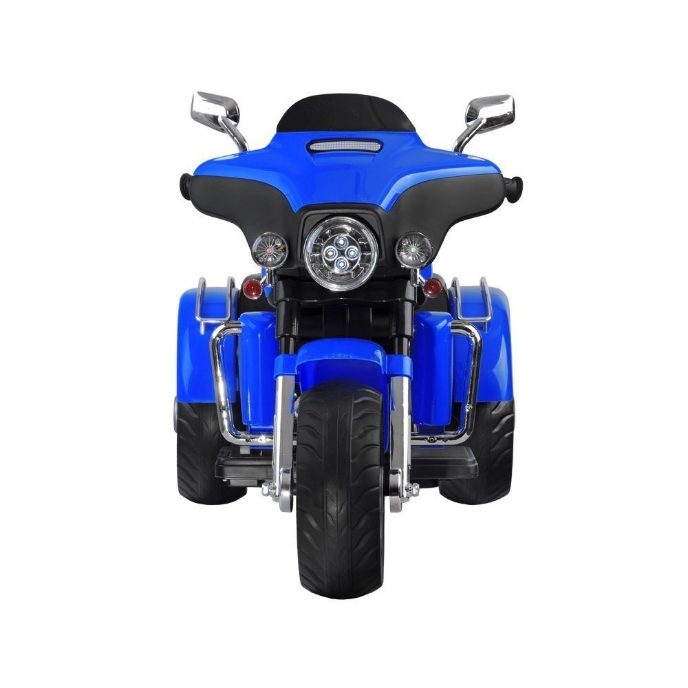 JOKO Veľká Elektrická Motorka Chopper 118cm, penové kolesá, kožené sedadlo, modrá
