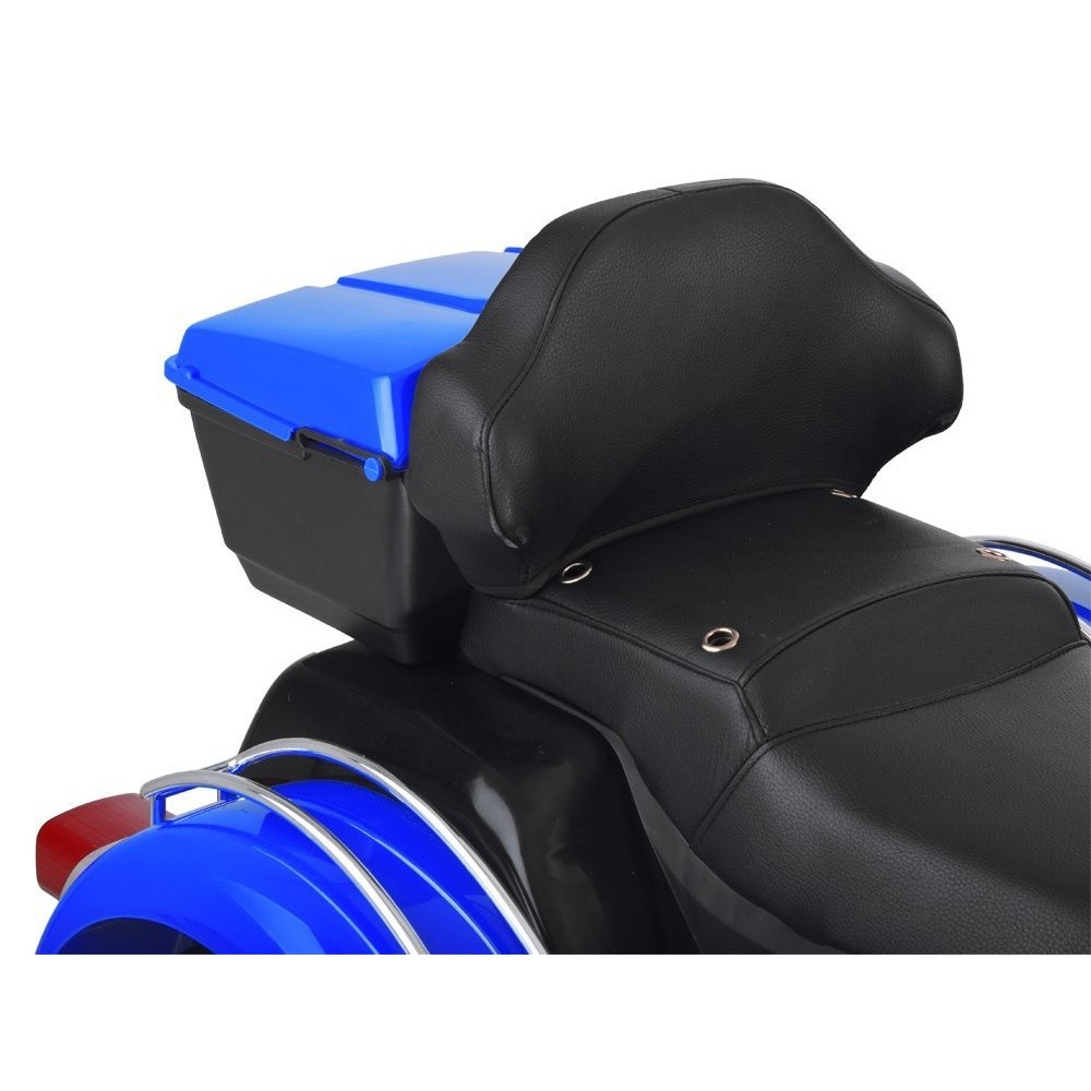 JOKO Veľká Elektrická Motorka Chopper 118cm, penové kolesá, kožené sedadlo, modrá