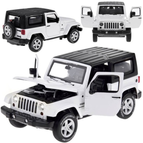 JOKO Kovový Model Autíčka Jeep Wrangler 1:32 so svetlom a zvukom, biele