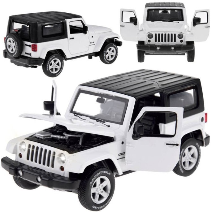 JOKO Kovový Model Autíčka Jeep Wrangler 1:32 so svetlom a zvukom, biele