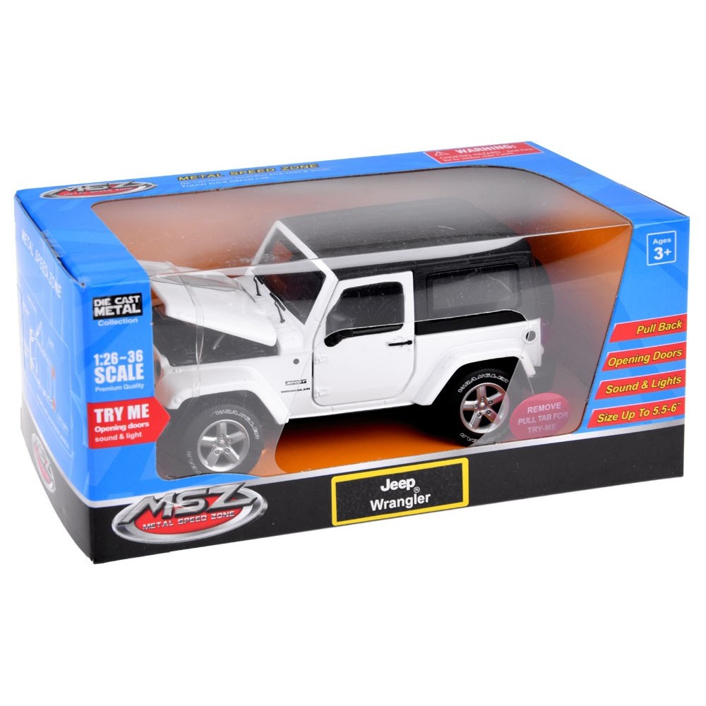 JOKO Kovový Model Autíčka Jeep Wrangler 1:32 so svetlom a zvukom, biele