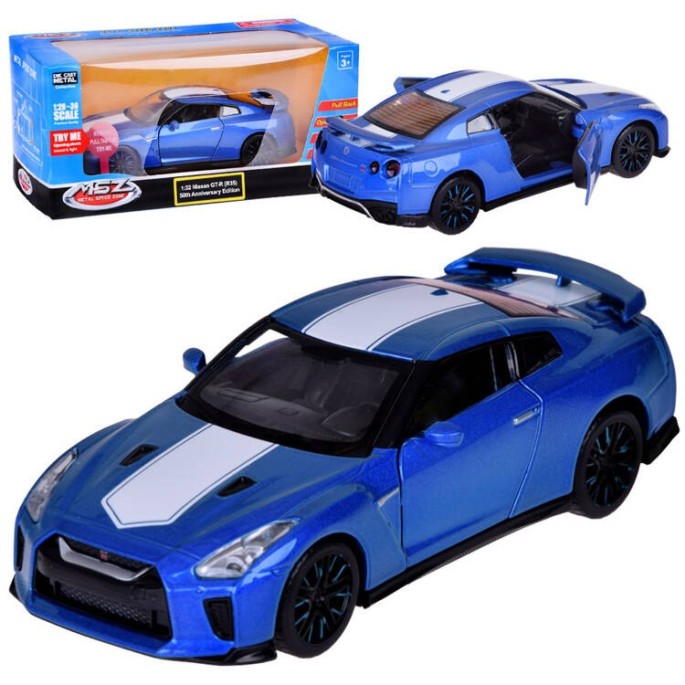 JOKO Kovový Model Auta Nissan GT-R 1:32 so svetlom a zvukom, modré