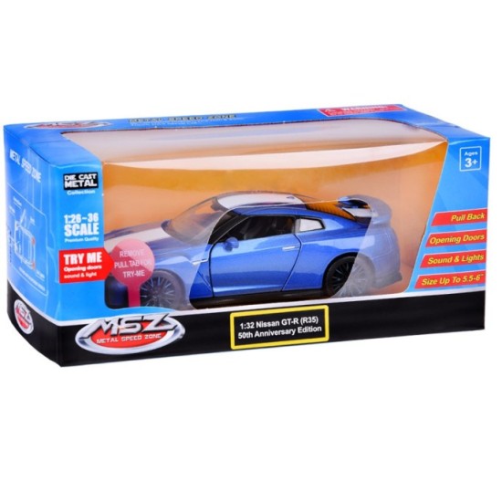 JOKO Kovový Model Auta Nissan GT-R 1:32 so svetlom a zvukom, modré