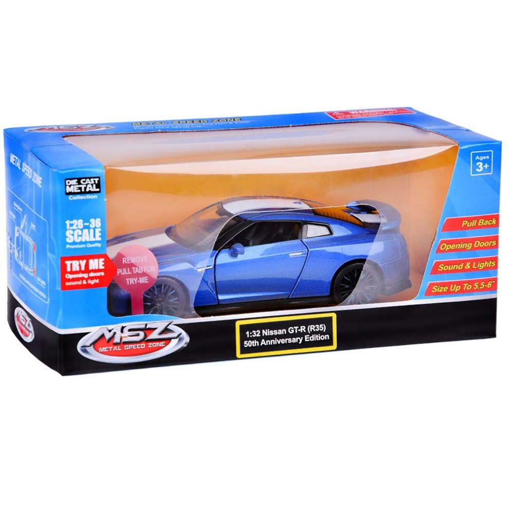 JOKO Kovový Model Auta Nissan GT-R 1:32 so svetlom a zvukom, modré