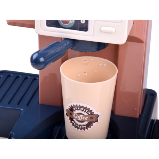 JOKO Sada Detská Kaviareň s Pokladňou, Kávovar na VODU na batérie Espresso, donuty, sladkosti, svetlo a zvuk, malý Barista