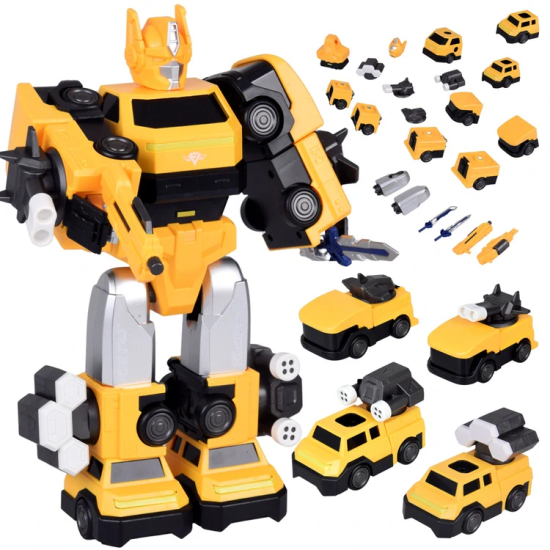 JOKO Transformer Figúrka Magnetický Robot 31cm 2v1 so svetlom na batérie, žltý