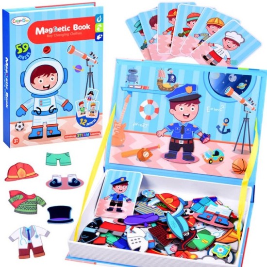JOKO Magnetická kniha, magnetické Puzzle Povolania Chlapci, Profesie, Policajt, Astronaut, Hasič