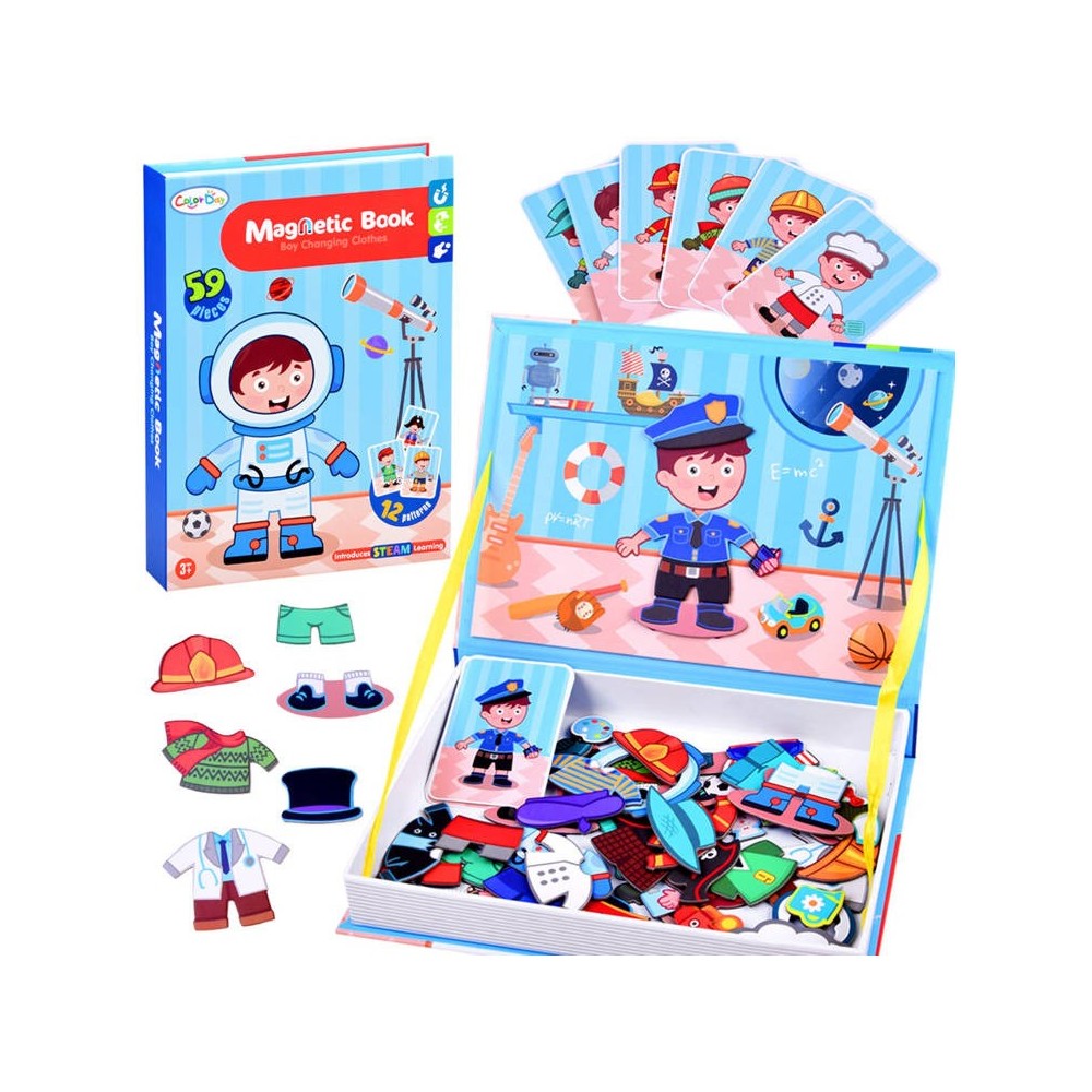 JOKO Magnetická kniha, magnetické Puzzle Povolania Chlapci, Profesie, Policajt, Astronaut, Hasič