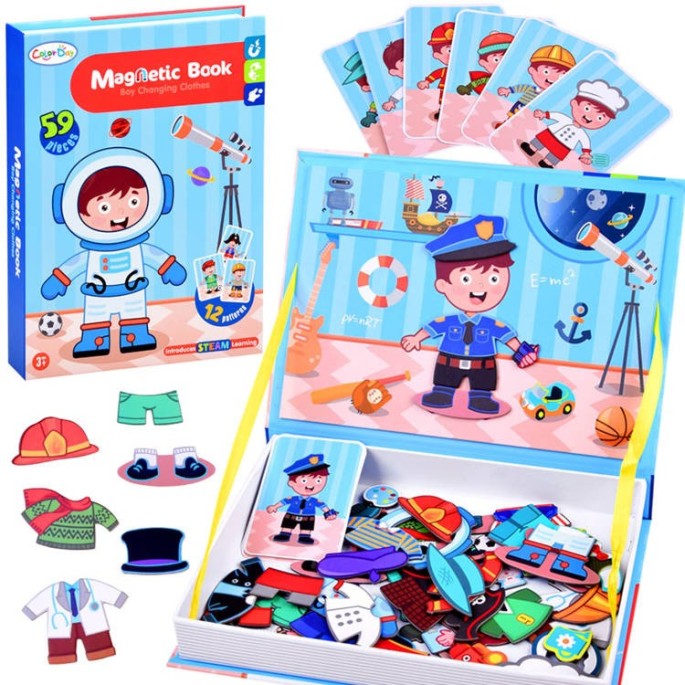 JOKO Magnetická kniha, magnetické Puzzle Povolania Chlapci, Profesie, Policajt, Astronaut, Hasič