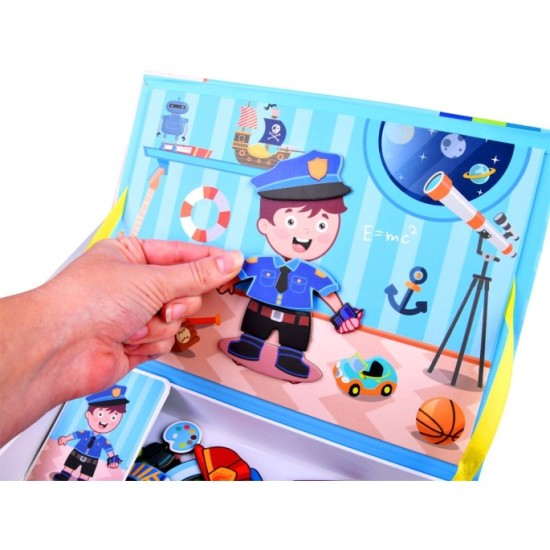 JOKO Magnetická kniha, magnetické Puzzle Povolania Chlapci, Profesie, Policajt, Astronaut, Hasič