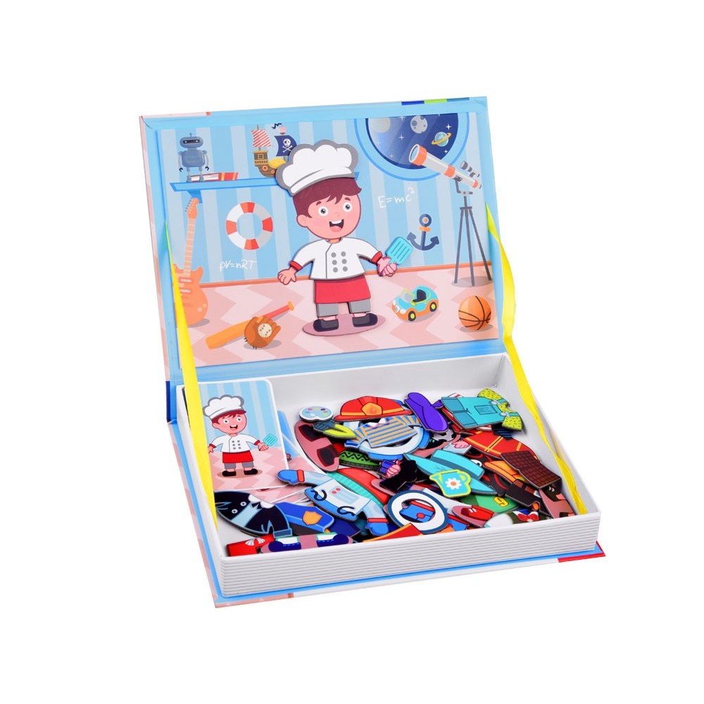 JOKO Magnetická kniha, magnetické Puzzle Povolania Chlapci, Profesie, Policajt, Astronaut, Hasič