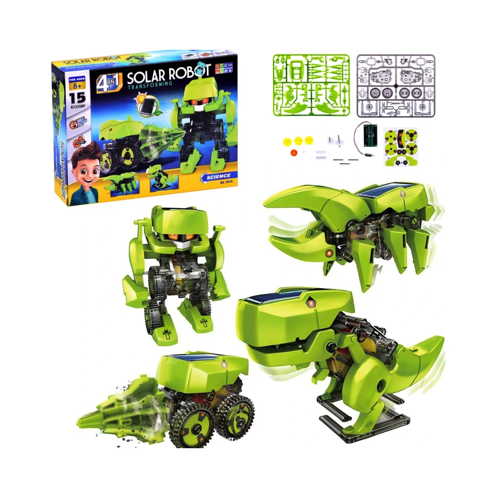 JOKO Sada Solárna stavebnica Dinosaurus, Robot, Hmyz, Vŕtačka 4v1, zelená