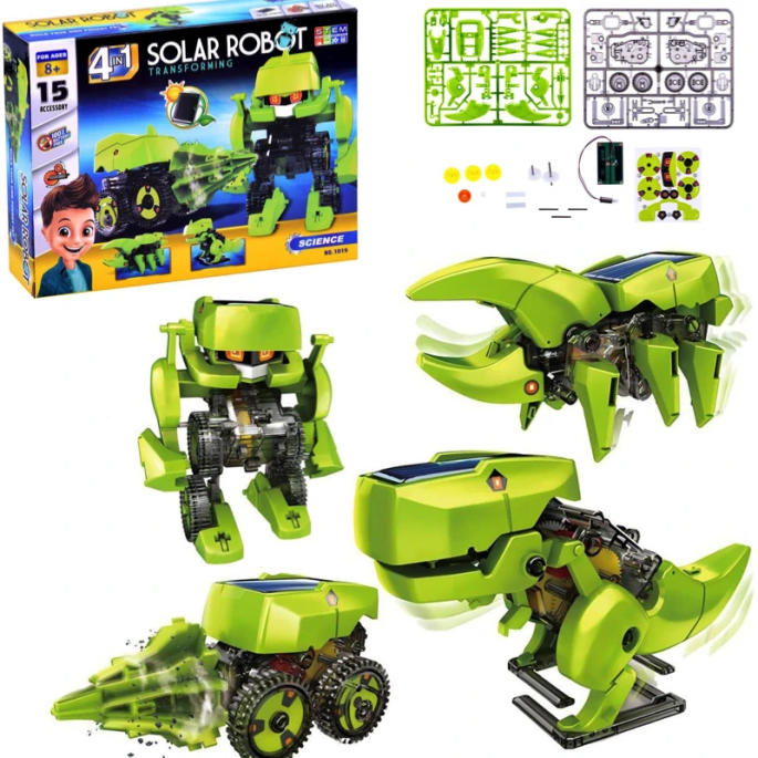 JOKO Sada Solárna stavebnica Dinosaurus, Robot, Hmyz, Vŕtačka 4v1, zelená