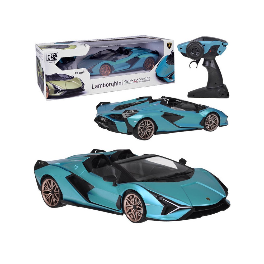 JOKO RC Auto Lamborghini Sián na diaľkové ovládanie so svetlom, modré - potrhana krabica