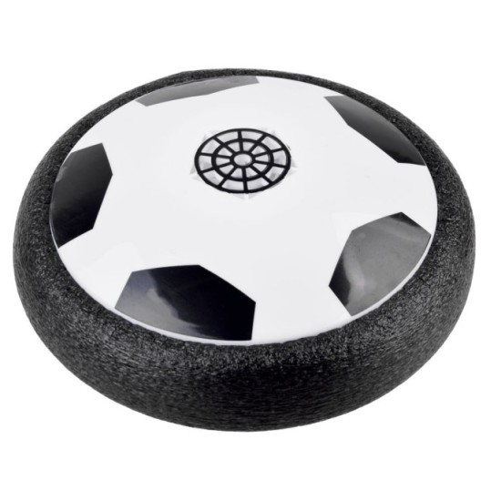 JOKO Hoverball Lietajúca futbalová lopta do izby s LED svetlom na batérie 19cm, čierno-biela