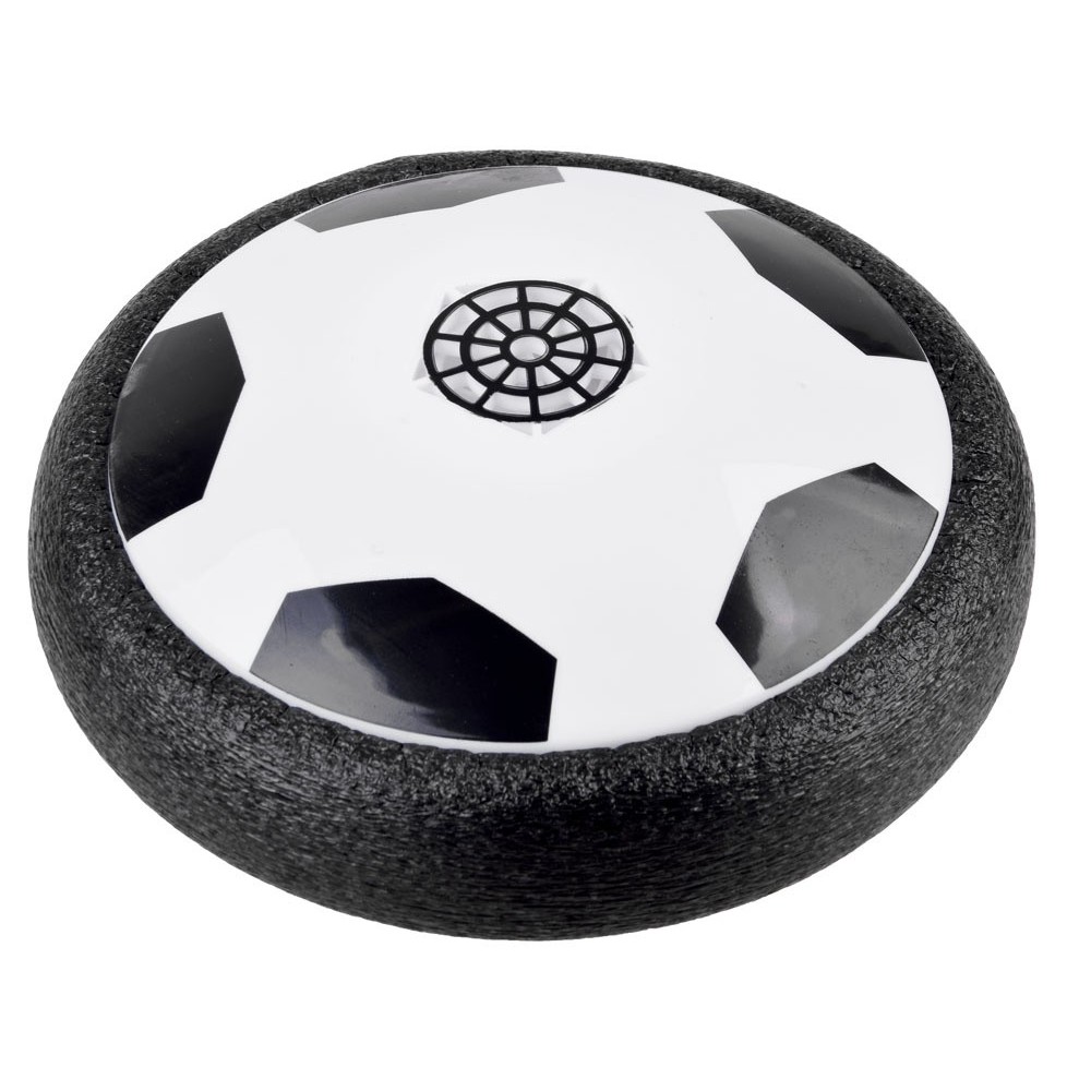 JOKO Hoverball Lietajúca futbalová lopta do izby s LED svetlom na batérie 19cm, čierno-biela