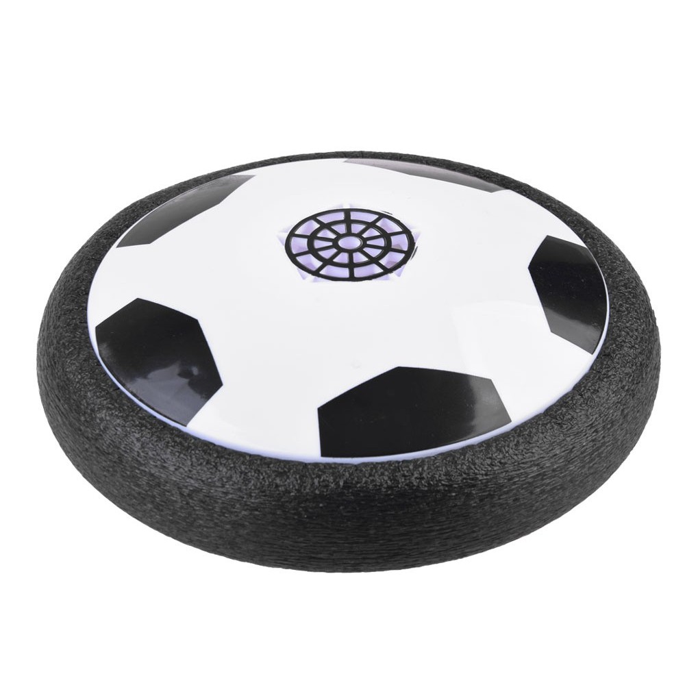 JOKO Hoverball Lietajúca futbalová lopta do izby s LED svetlom na batérie 19cm, čierno-biela