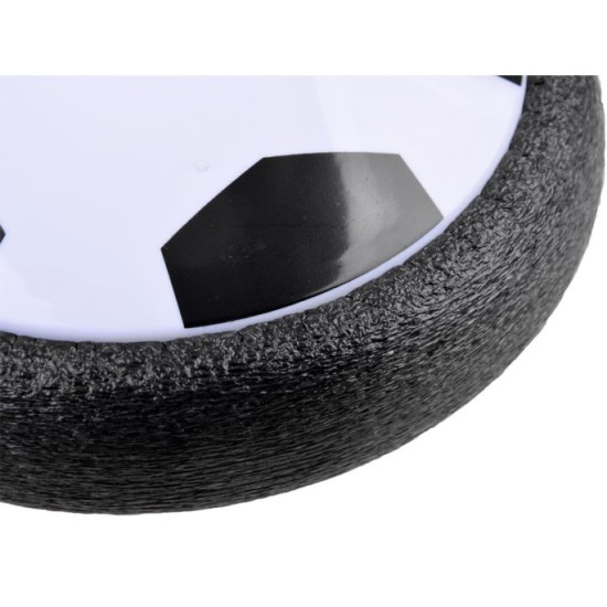 JOKO Hoverball Lietajúca futbalová lopta do izby s LED svetlom na batérie 19cm, čierno-biela