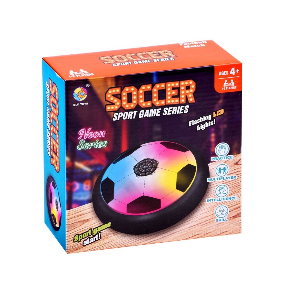JOKO Hoverball Lietajúca futbalová lopta do izby s LED svetlom na batérie 19cm, čierno-biela