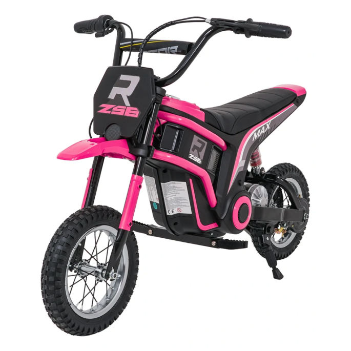 JOKO Elektrická Motorka RZ56 MAX 350W s Reťazovým Pohonom 24V, Nafukovacie kolesá, Kožené sedadlo, nosnosť 65kg, ružová