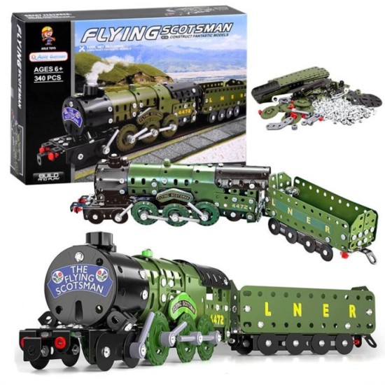 JOKO Konštrukčná Kovová stavebnica Lokomotíva Flying Scotsman s vagónom 340ks