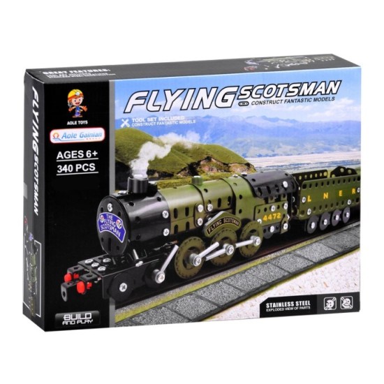 JOKO Konštrukčná Kovová stavebnica Lokomotíva Flying Scotsman s vagónom 340ks