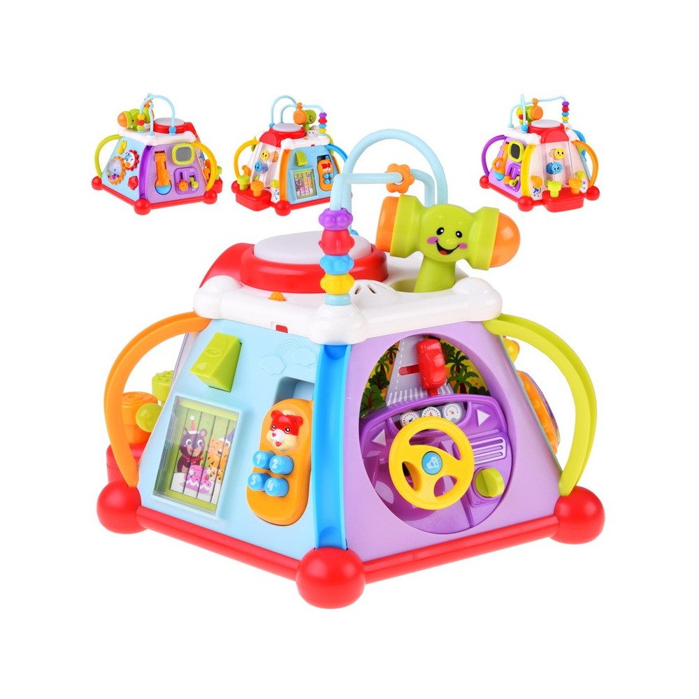 HOLA Toys Interaktívna kocka pre deti so svetlom a zvukom + mikrofón a volant 15v1
