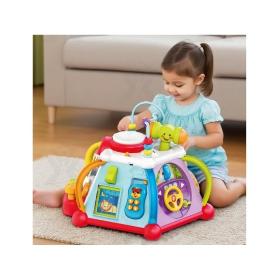HOLA Toys Interaktívna kocka pre deti so svetlom a zvukom + mikrofón a volant 15v1