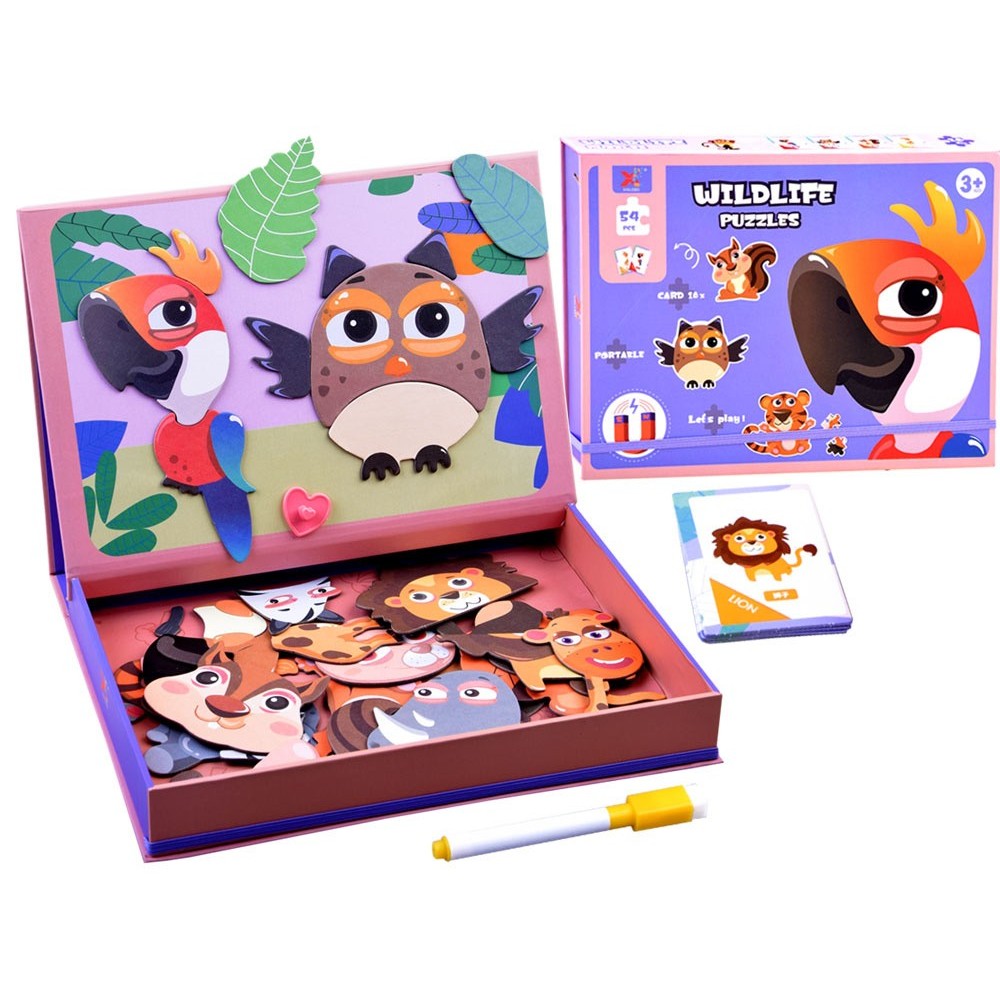 JOKO Magnetické Puzzle Zvieratká, magnetická tabuľa + fixa